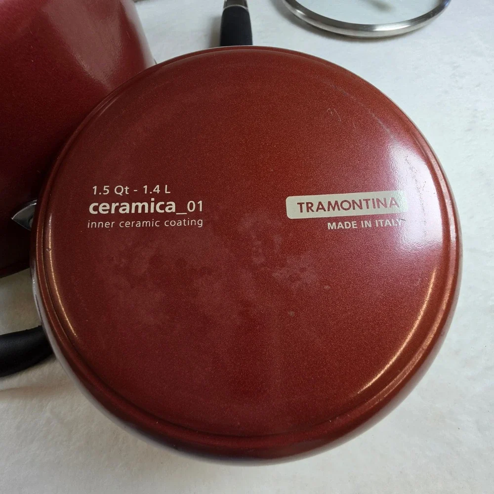 Tramontina Ceramica_01 Red Ceramic Cookware Set 5Qt Dutch Oven 1.5Qt Saucepan